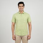 Men's Green Cotton Casual Shirt, हल्का हरा, small