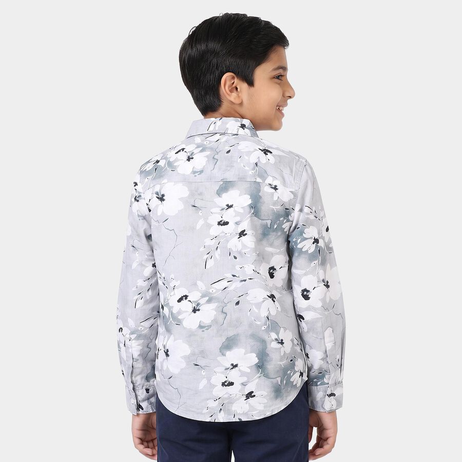 Boys Off White Cotton Floral Shirt, ऑफ व्हाइट, large