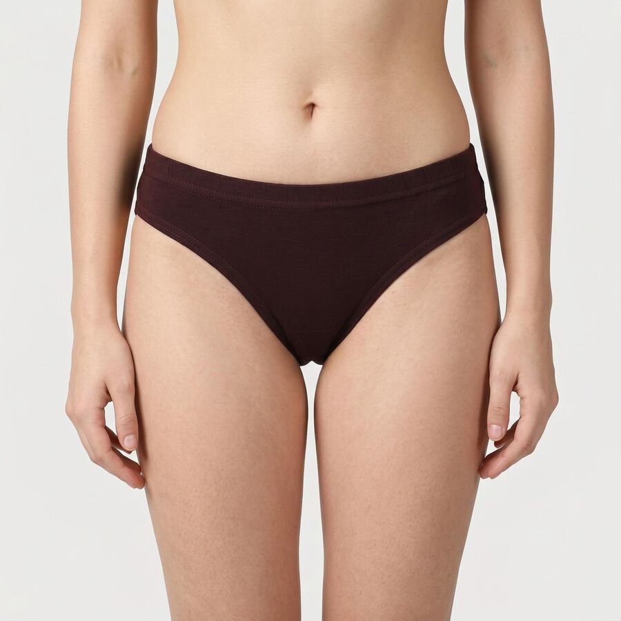 Women's Wine Regular Fit Solid Panty, वाइन, large