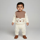 Infants Cream and Brown Round Neck Casual Sweatshirt, गहरा पीला, small image number null
