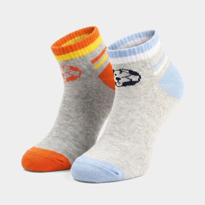 Boys' Grey Regular Fit Striped Pack of 2 Socks