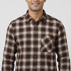 Men's Brown Cotton Long Sleeve Regular Fit Casual Shirt, भूरा, small