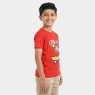 Boys Red Crew Neck Regular Boys T-Shirt, लाल, small
