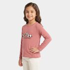 Girls Pink Round Neck Regular Top, गुलाबी, small