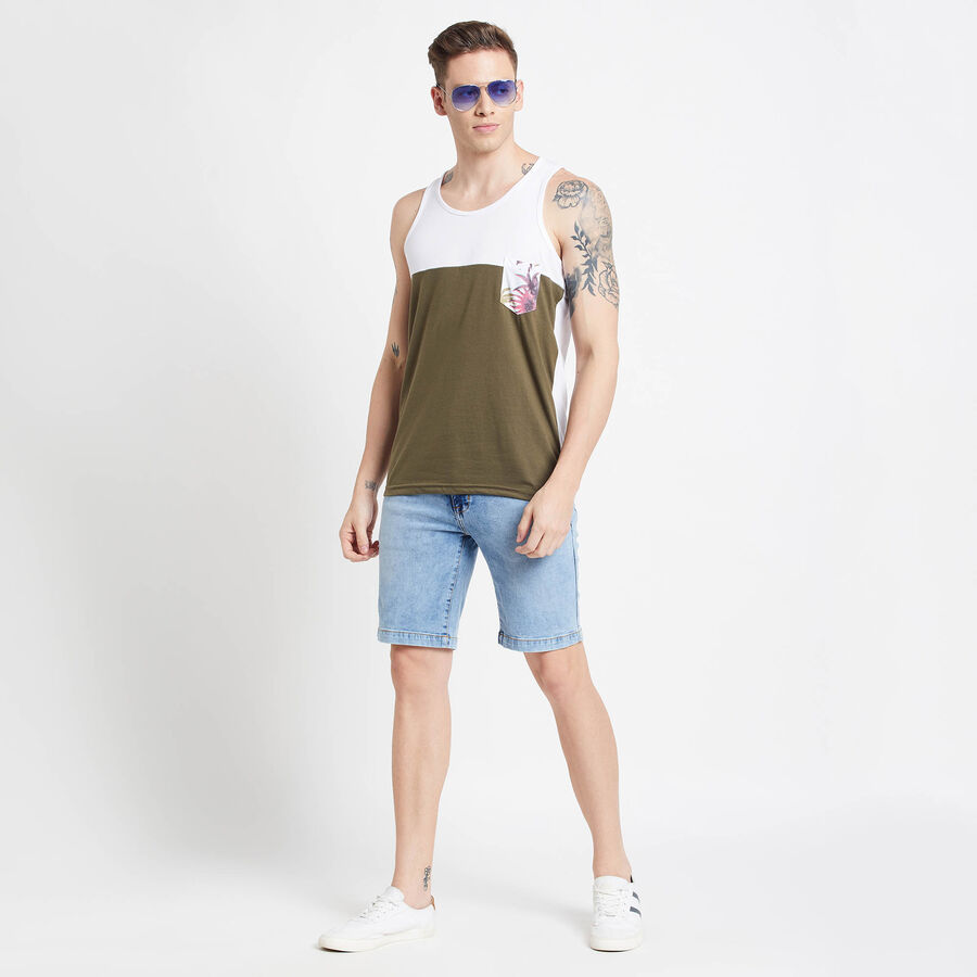 Solid Sleeveless T-Shirt, Olive, large image number null