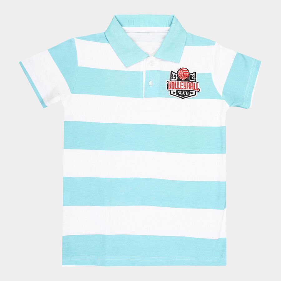 Boys Stripes T-Shirt, एक्वा, large image number null