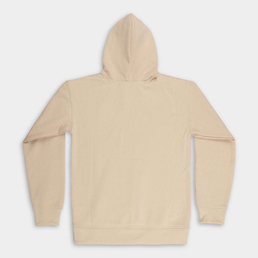 Boys Light Beige Hooded Neck Printed Sweatshirt, गहरा पीला, large image number null