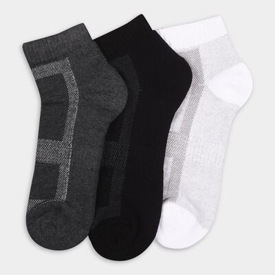 Men's Dark Charcoal Gray and Jet Black Ankle-Length Geometric Socks Pack of 3