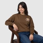 Women's Olive Crew Neck Pullover Sweatshirt, ओलिव, small