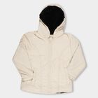 Girls' Soft Beige Hooded Casual Jacket, Beige, small image number null