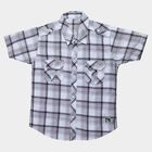 Boys' White Cotton Half Sleeve Classic Collar Casual Shirt, White, small