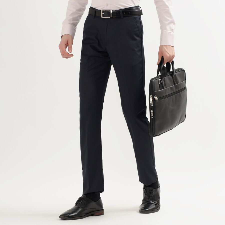 Men's Slim Fit Formal Trousers, नेवी ब्लू, large image number null