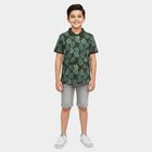 Boys' Olive Cotton Round Neck Graphic Printed Half Sleeve T-Shirt, Olive, small