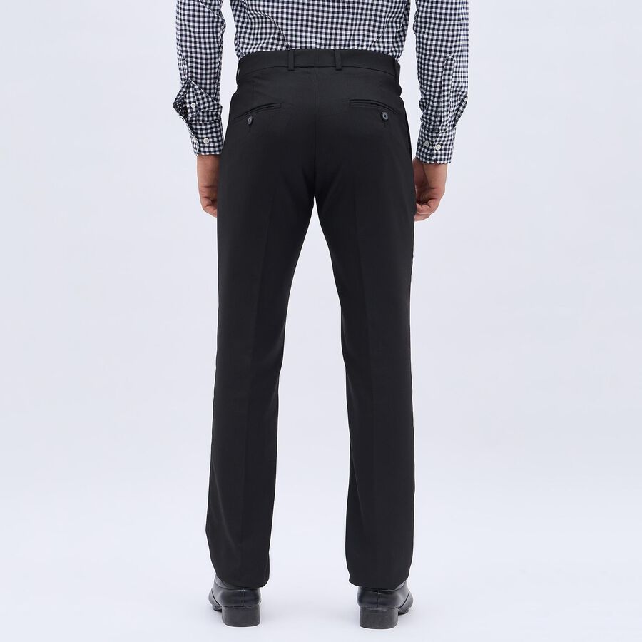 Men's Fixed Waist Slim Fit Formal Trousers , काला, large image number null