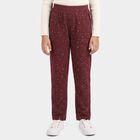 Girls Wine Straight Fit Star Printed Pyjama, Wine, small
