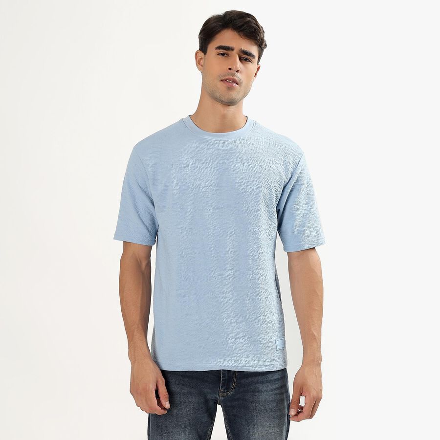 Men's Round Neck Half Sleeves T-Shirt, Sky Blue, large image number null
