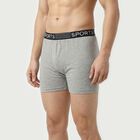 Men's Grey Regular Fit Solid Trunks, मिश्रित हल्का ग्रे, small
