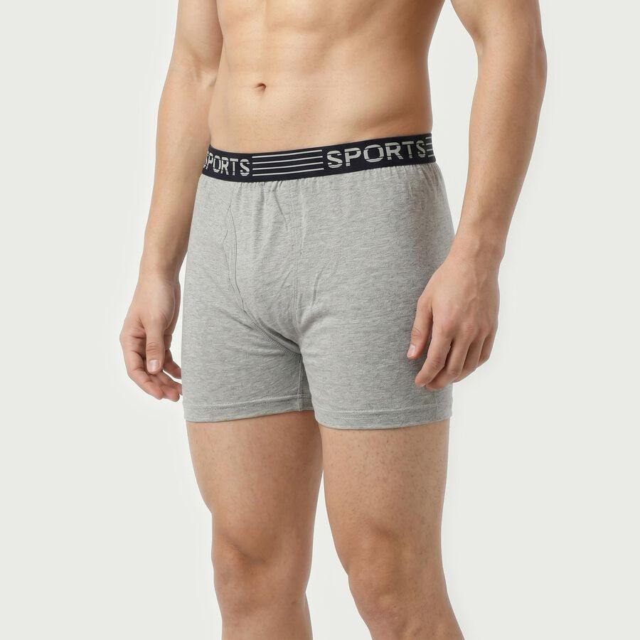 Men's Grey Regular Fit Solid Trunks, मिश्रित हल्का ग्रे, large