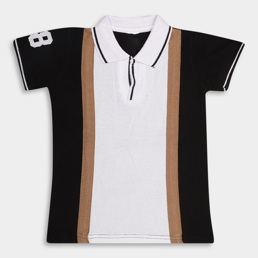 Boys' 100% Cotton Half Sleeves T-Shirt , Black, large image number null