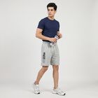 Men's Grey Regular Fit Printed Athletic Bermuda Shorts, Melange Mid Grey, small