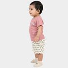 Infants Light Pink Cotton Crew Neck Casual Top and Shorts Set, Light Pink, small