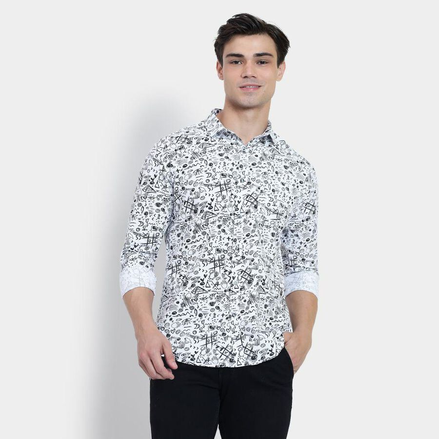 Men's 100% Cotton Casual Shirt , White, large image number null