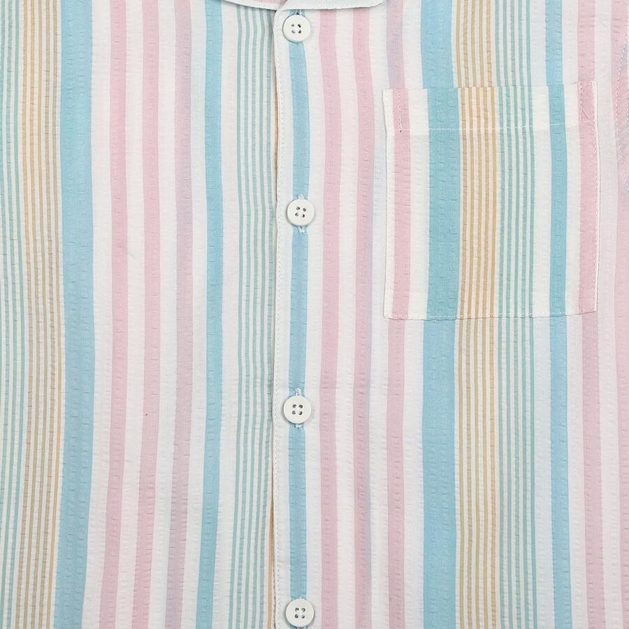 Boys Pink Cotton Half Sleeve Collared Casual Shirt, Pink, large