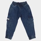Boys Blue Cargo Fit Washed Jeans, Dark Blue, small