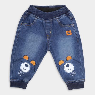 Infants' Stonewashed Blue Regular Fit Embroidered Jeans