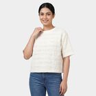 Women's White Mock Neck Minimalist Top, Off White, small