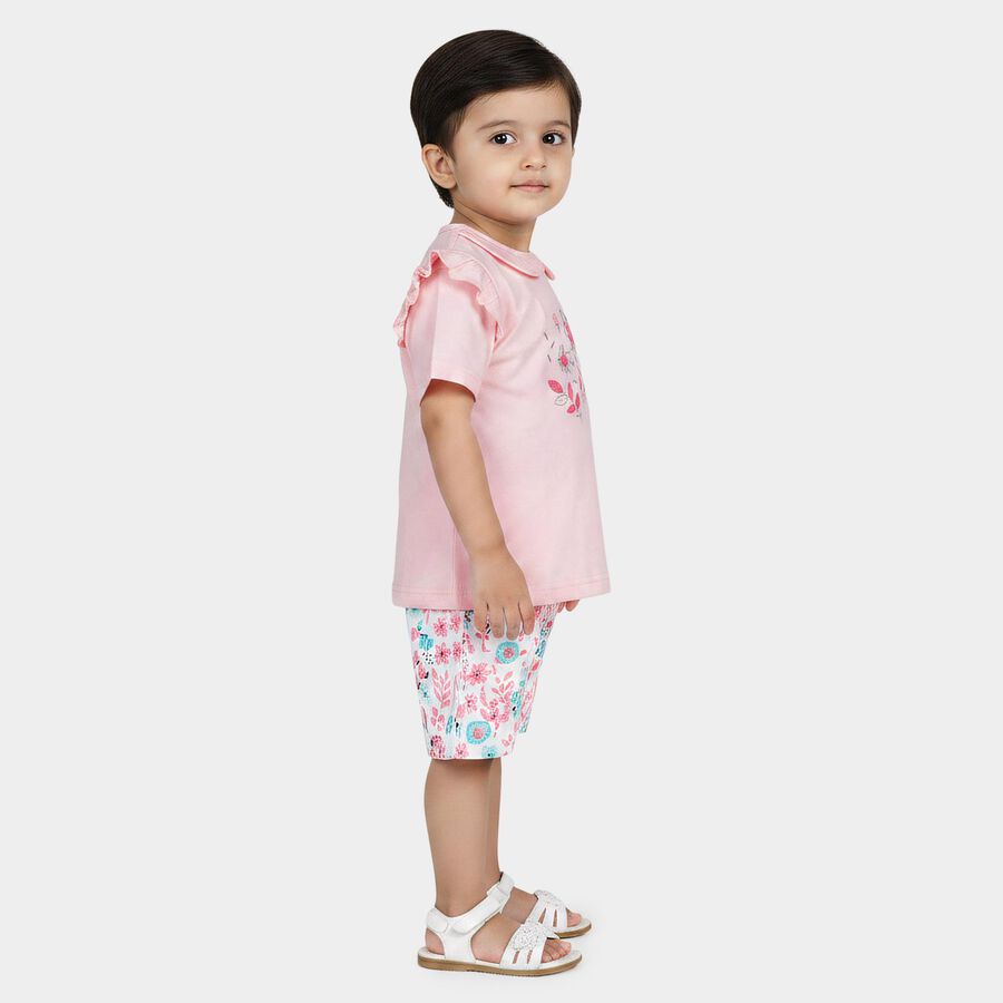 Infants Light Pink Cotton Upper and Bottom Set, Light Pink, large