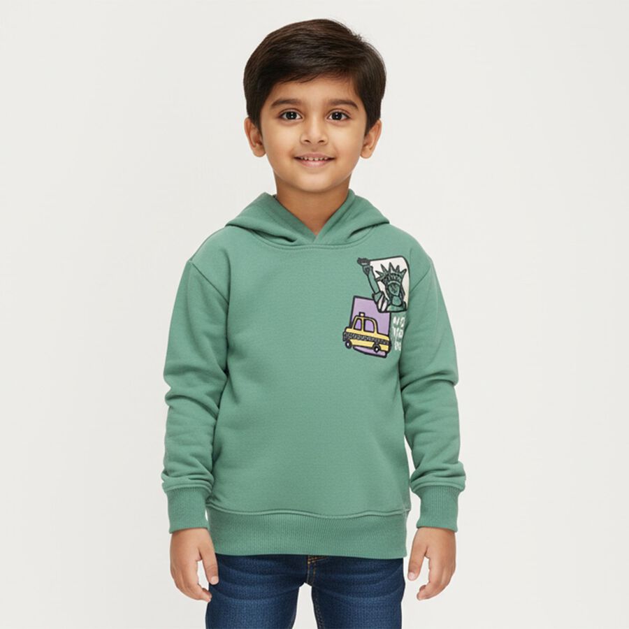 Boys' Sweatshirt, हल्का हरा, large image number null