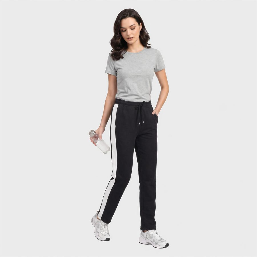 Women's Navy Blue Straight Fit Side-Striped Track Pants, Navy Blue, large