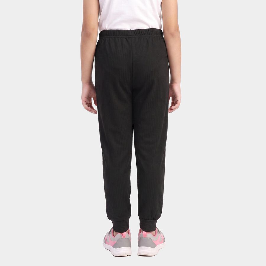 Girls' Black Long Johns Thermal, Black, large