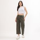 Women's Muted Olive Green Wide Leg Casual Jeans, Olive, small image number null