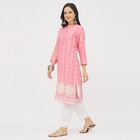 Ladies' Bright Rose Pink Round Neck Placement Printed Kurta, Pink, small image number null