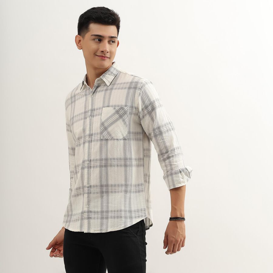 Men's Rich White Cotton Regular Collar Casual Shirt, ऑफ व्हाइट, large image number null