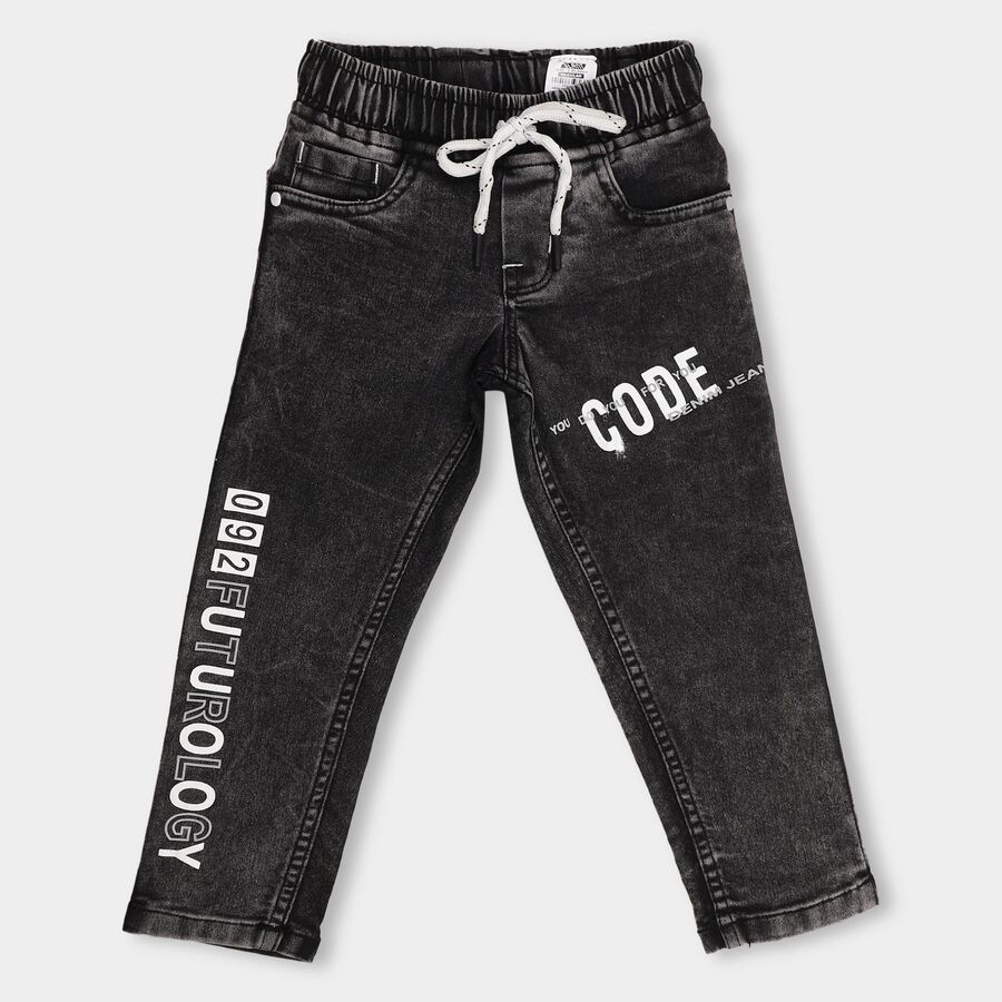 Boys' 100% Cotton Jeans, Black, large image number null