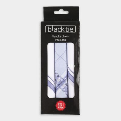 Men's White and Light Blue Handkerchief Classic Hanky