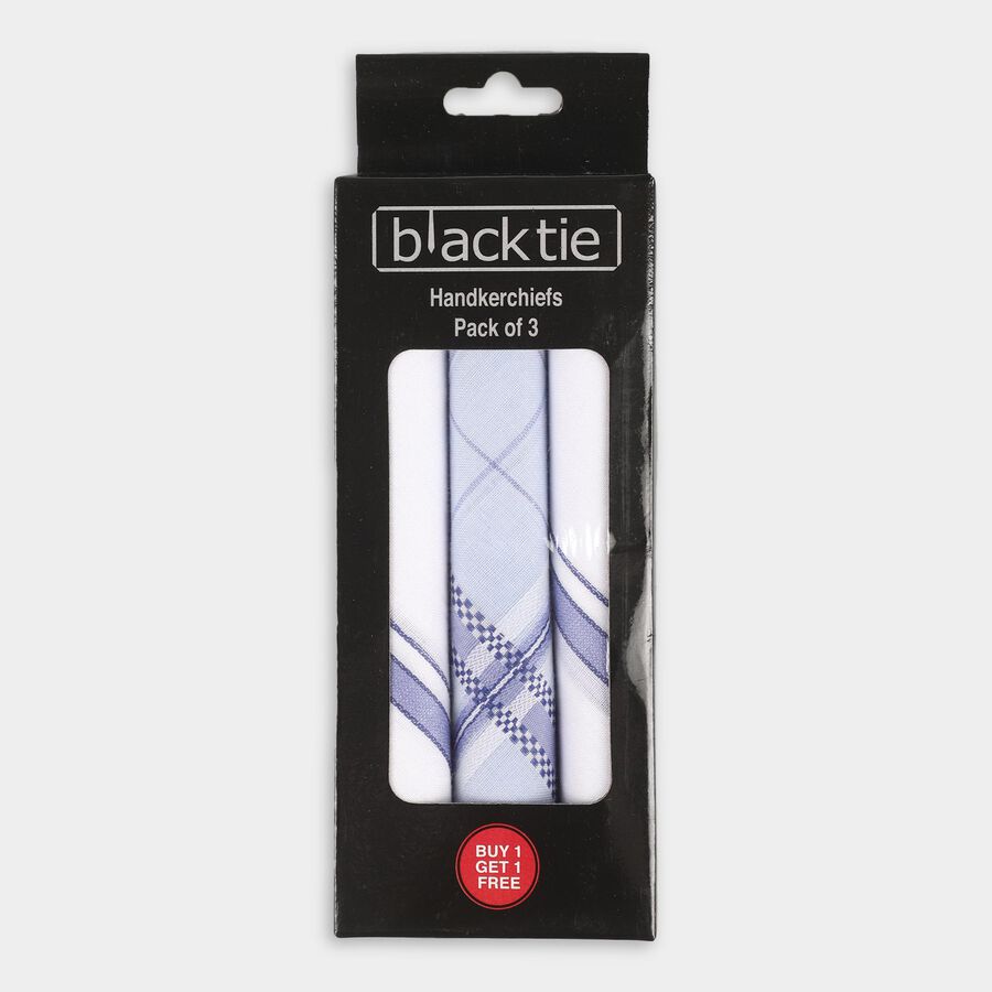 Men's White and Light Blue Handkerchief Classic Hanky, हल्का नीला, large image number null