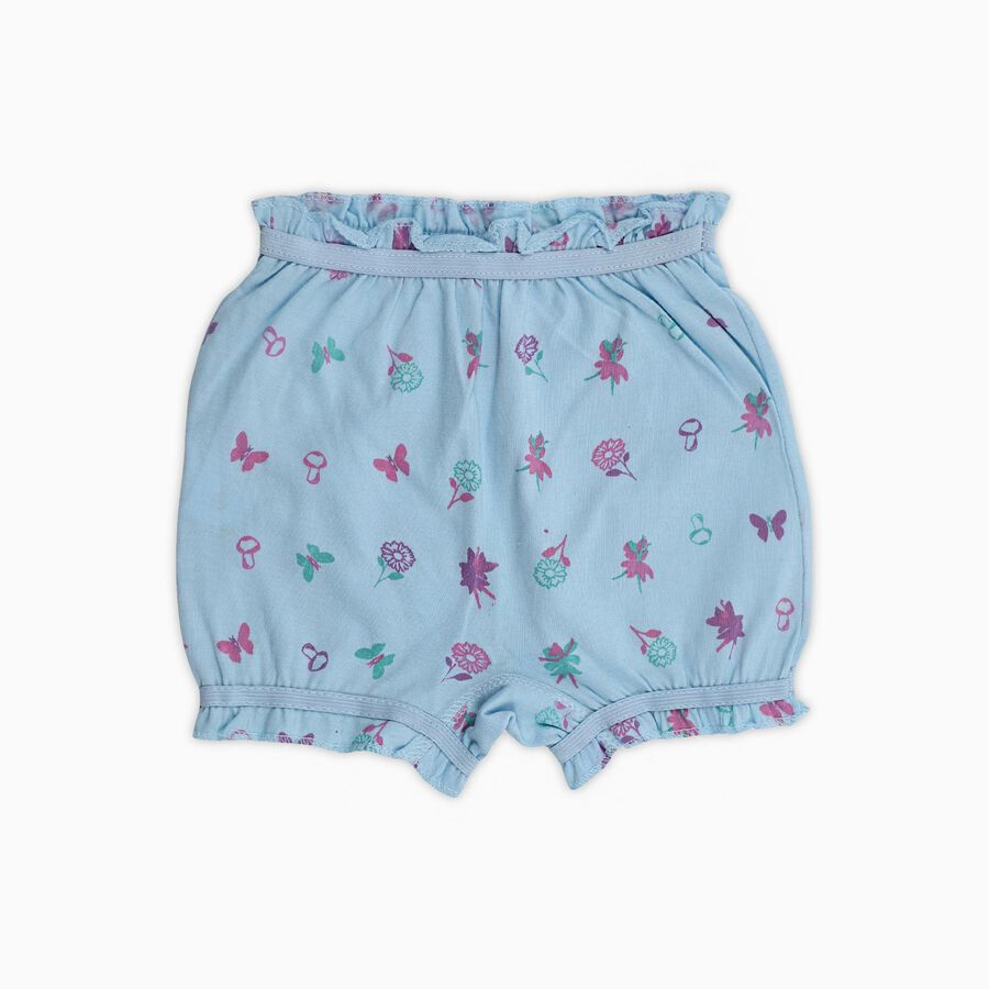 Girls' Light Blue Regular Fit Printed Bloomers, Light Blue, large image number null