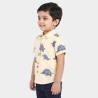 Boys Cream Cotton Collar Casual Shirt, Off White, small