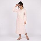 Women's Pink Round Neck Maxi Nighty, Light Pink, small