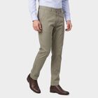 Men's Light Grey Slim Fit Flat-Front Chino Trousers, Light Grey, small