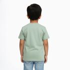 Boys Light Sage Green Cotton Round Neck Casual T-Shirt, Light Green, small image number null