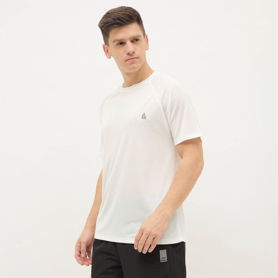 Men's Bright Snow White Crew Neck Athleisure T-Shirt, White, large