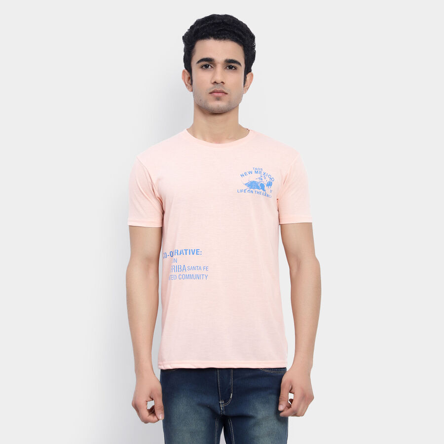Round Neck T-Shirt, Peach, large image number null