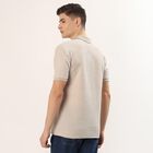 Men's Beige Polo Neck Preppy T-Shirt, Beige, small