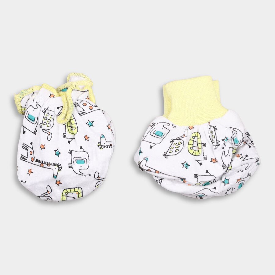 Infants' 100% Cotton Gift Set (Cap, Mittens, Booties), White, large