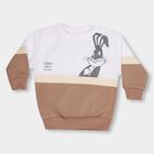 Infants Beige and White Crew Neck Casual Sweatshirt, गहरा पीला, small image number null